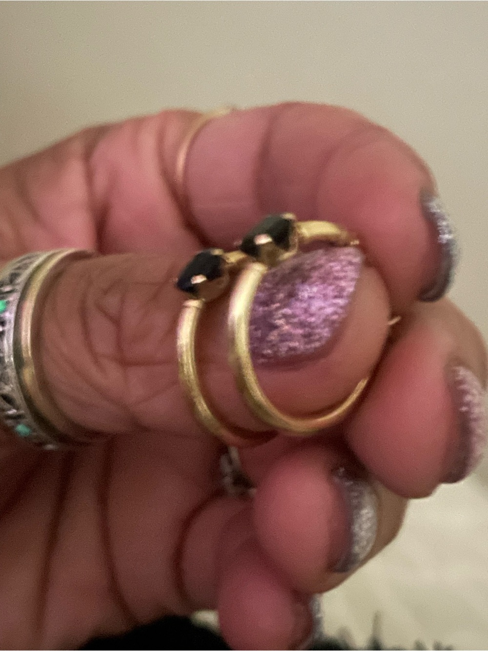 Gold Hoop Earrings with natural sapphires .5 CT each Accents